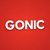 White 'GONIC' logo on a transparent background