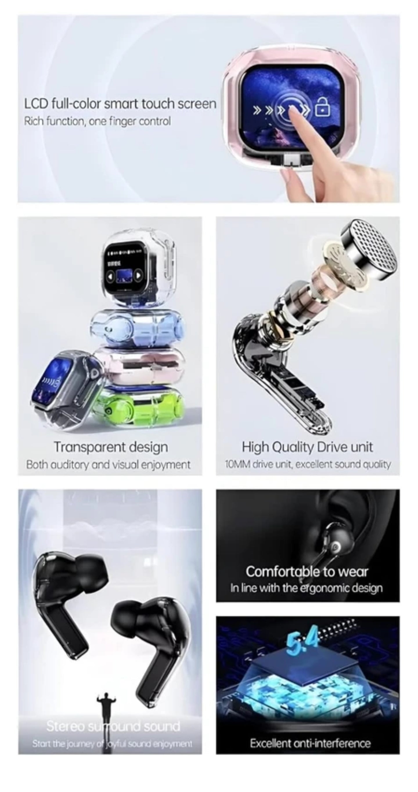 Air Max True Wireless Earbuds with Touch Display, Type-C Charging & AAC Sound