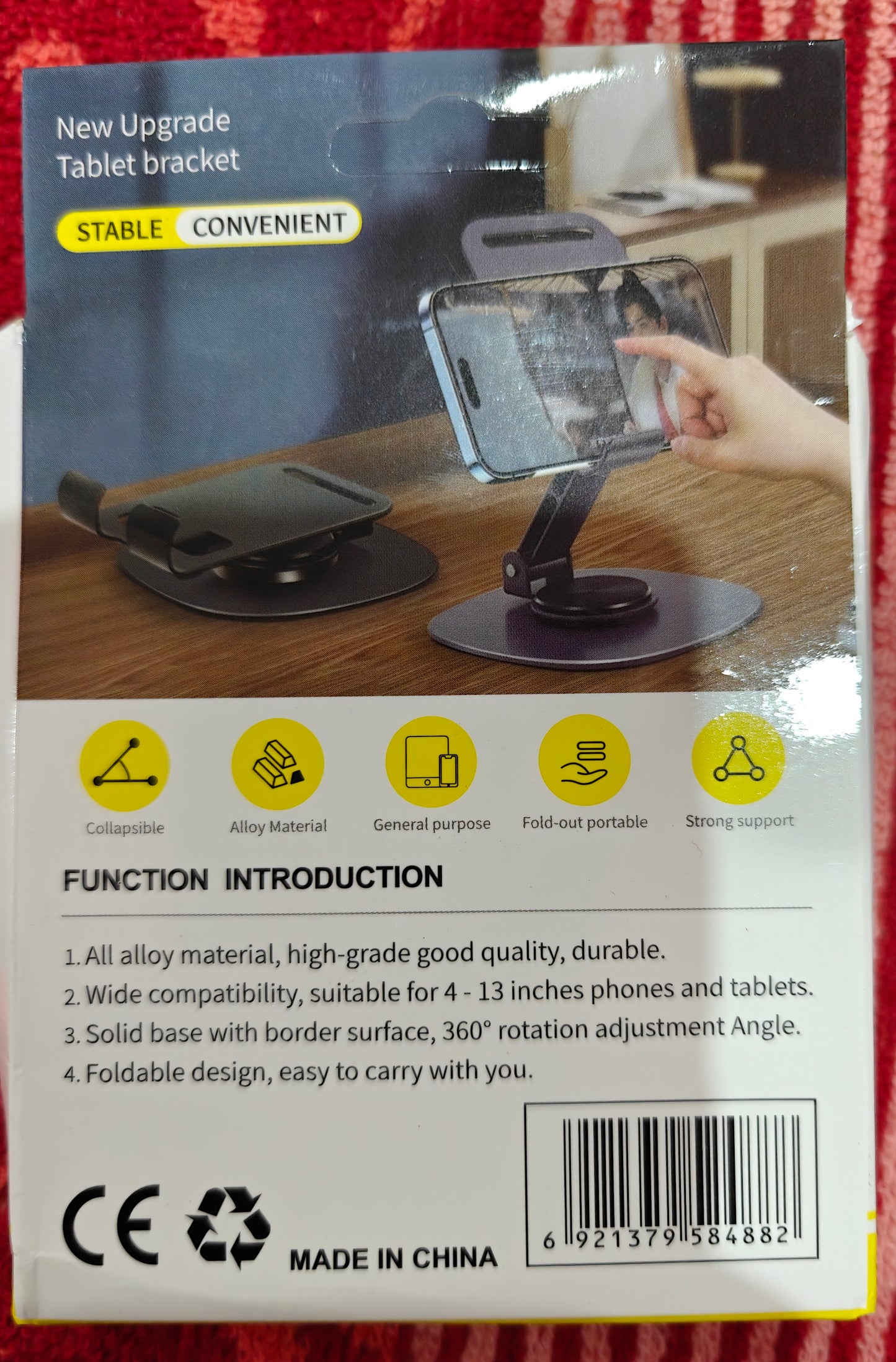 Adjustable Desktop Folding Phone Stand | 360° Rotatable Mobile & Tablet Holder (4–12.9 Inch)