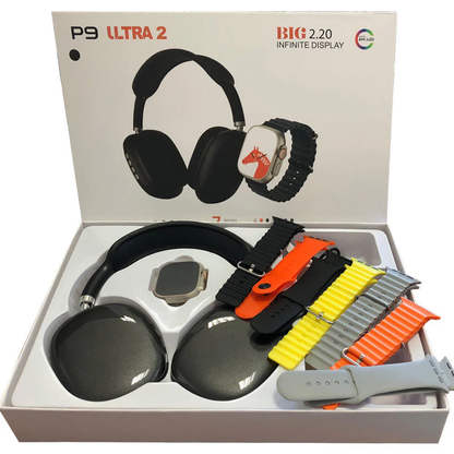 P9 Ultra 2 In 1 SmartWatch And Wireless Headphone (7 Bands Included | 2.20” AMOLED Display)