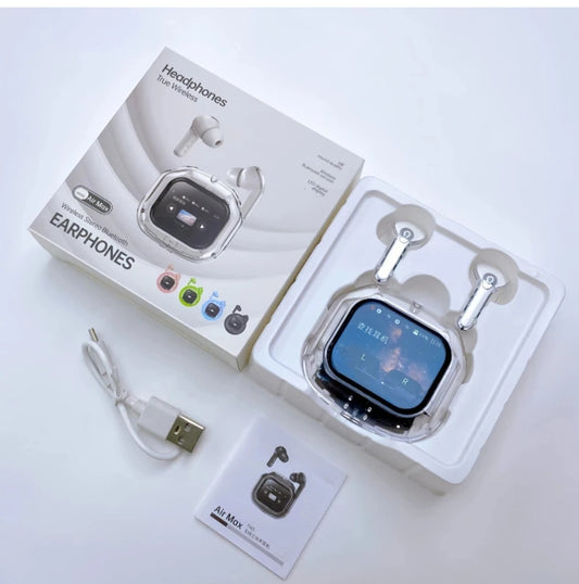 Air Max True Wireless Earbuds with Touch Display, Type-C Charging & AAC Sound