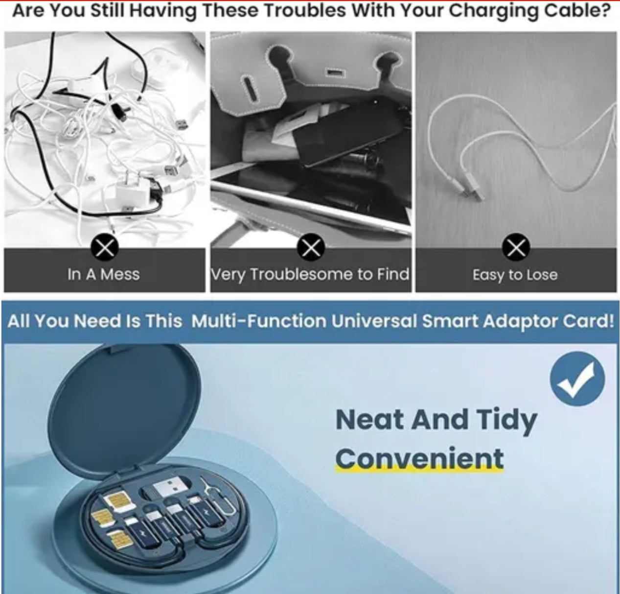 60W Multifunction Fast Charging Data Cable Storage Kit Box (USB-C / Micro / iPhone)